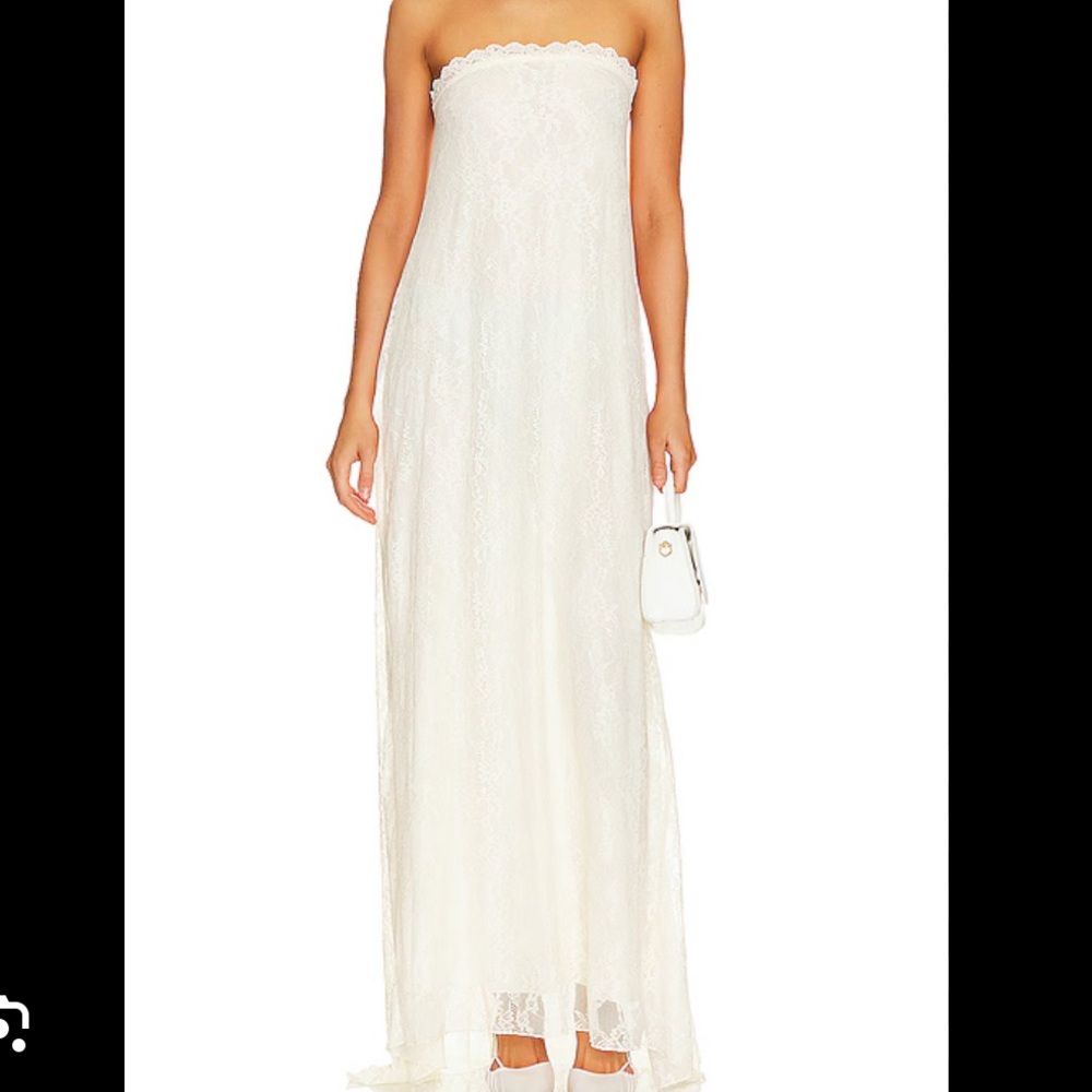 ISO WeWoreWhat Lace Strapless Maxi Dress
